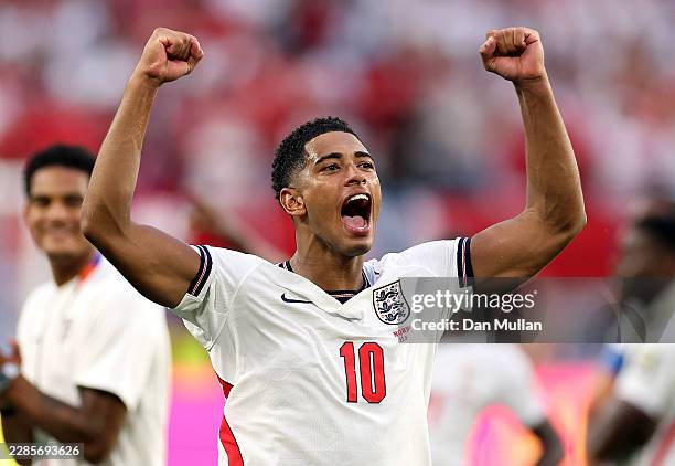 Jude Bellingham of England celebrates after the 2-1 victory during the FIFA World Cup 2026 Quarter Final match between Norway and England at Miami...