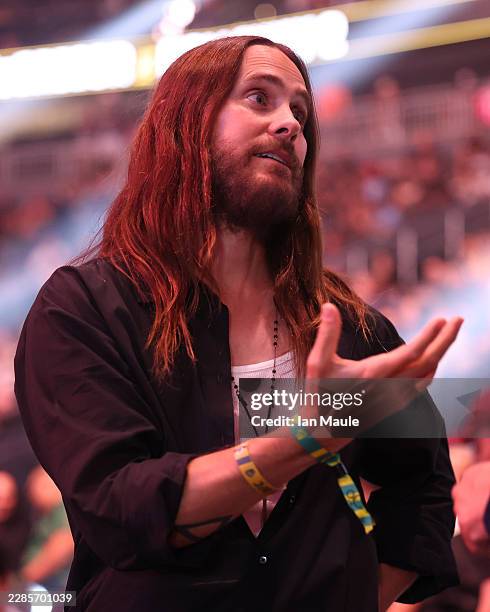Actor and musician Jared Leto looks on during UFC 329 at T-Mobile Arena on July 11, 2026 in Las Vegas, Nevada.