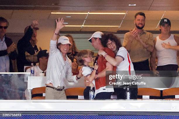 Mick Jagger and his sons Deveraux Jagger, James Jagger, Lucas Jagger celebrate the goal of Jude Bellingham of England during the FIFA World Cup 2026...