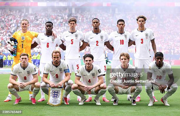 England line up ahead of the FIFA World Cup 2026 Quarter Final match between Norway and England at Miami Stadium on July 11, 2026 in Miami Gardens,...