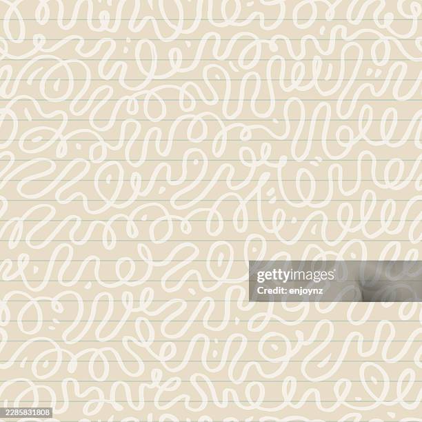 seamless squiggly white doodle pen scribbles background - lined paper background stock illustrations