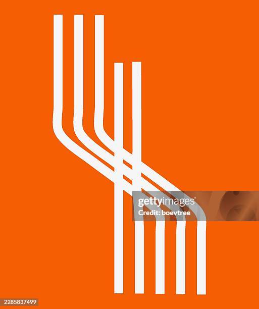 orange geometric curve track stripe element sign, motion design material pattern - path logo stock illustrations