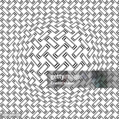 Black and white geometric pattern of interlocking rectangular outlines arranged in a dense diagonal lattice across the entire frame. Black and white geometric pattern of interlocking rectangular outlines arranged in a dense diagonal lattice across the entire frame.