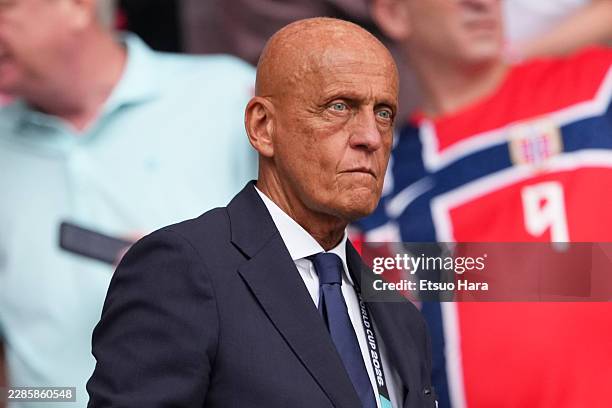 Pierluigi Collina of Italy looks on prior to the FIFA World Cup 2026 Quarter Final match between Norway and England at Miami Stadium on July 11, 2026...