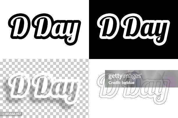 d day - text for design. blank, white and black backgrounds - line text - d logo stock illustrations