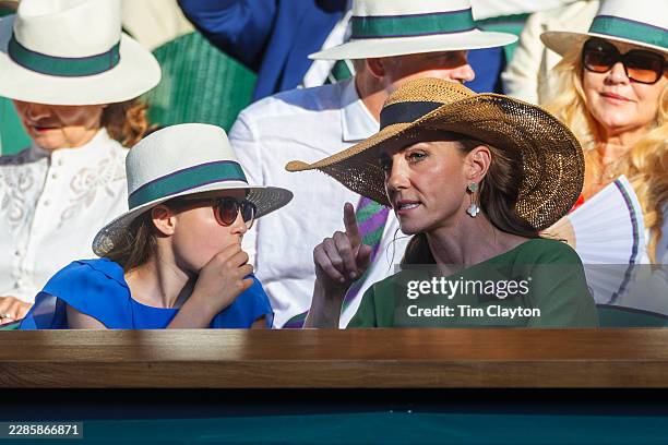 July 12: Her Royal Highness, Princess Catherine of Wales, and Princess Charlotte in the Royal Box on Centre Court for the Gentlemen's Singles Final...