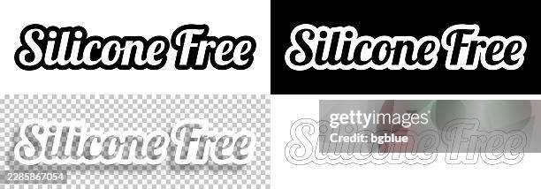 silicone free - text for design. blank, white and black backgrounds - line text - silicone stock illustrations