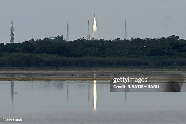 India's Skyroot Aerospace orbital rocket Vikram-1 blasts off from the Satish Dhawan Space Centre in Andhra Pradesh's Sriharikota on July 18, 2026.
