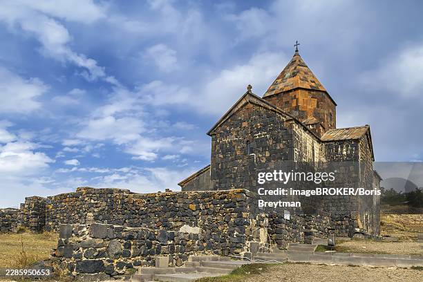 sevanavank is a monastic complex located on a peninsula at the northwestern shore of lake sevan, armenia - sevanavank monastery stock pictures, royalty-free photos & images