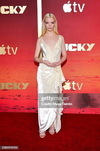 Anya Taylor-Joy arrives at the premiere of Apple TV's "Lucky" at Directors Guild Of America on July 13, 2026 in Los Angeles, California.