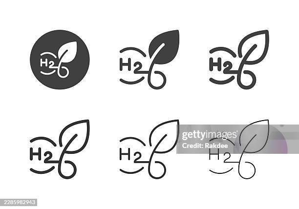 green hydrogen technology icons - multi series - environmental engineering stock illustrations