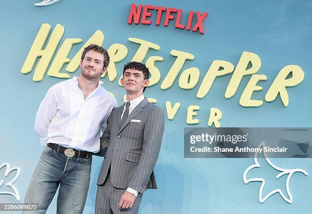 Kit Connor and Joe Locke attend the "Heartstopper Forever" World Premiere at Cineworld Leicester Square on July 14, 2026 in London, England.