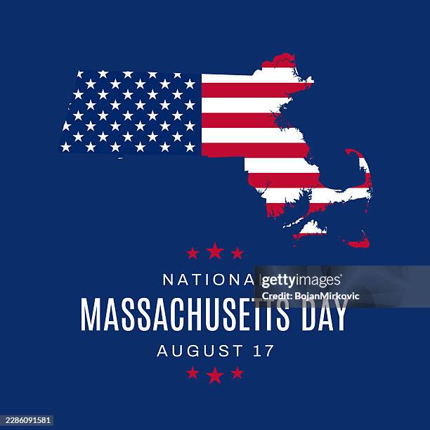national massachusetts day card, august 17. vector - american flag border vector stock illustrations