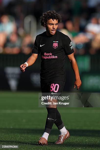 Akim Zedadka of Sabah FK in actio during the UEFA Champions League 2026/27 First Qualifying Round second leg match between The New Saints and Sabah...