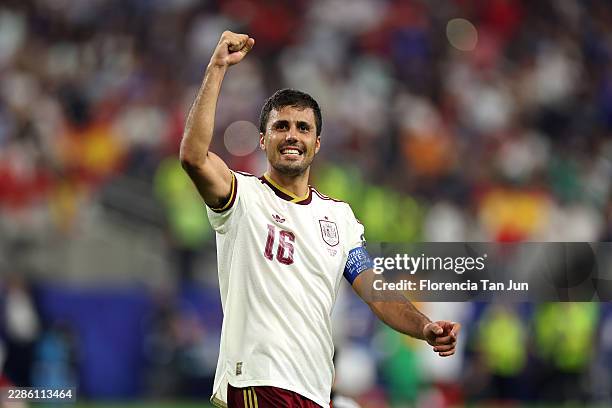 Rodri of Spain applauds fans after the 2-0 victory during the FIFA World Cup 2026 Semi Final match between France and Spain at Dallas Stadium on July...