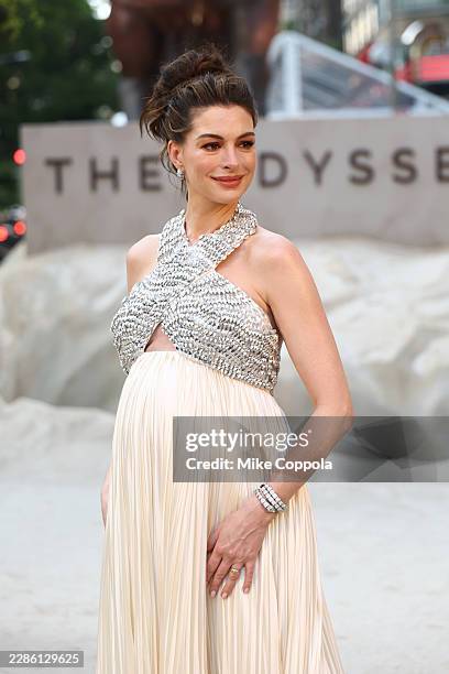 Anne Hathaway attends the premiere of "The Odyssey" presented by Universal Pictures on July 14, 2026 in New York City.