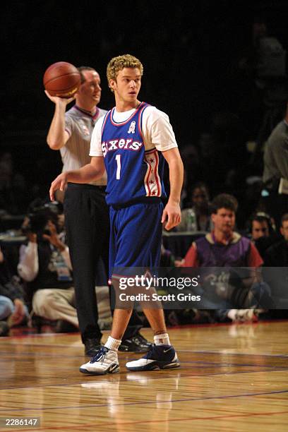 Justin Timberlake of N'Sync at the "NBA All-Star Saturday Night" at the First Union Center in Philadelphia, Pa. 2/9/02 Photo by Scott...