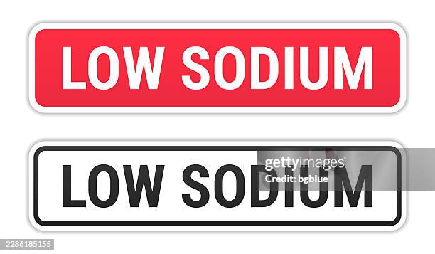 low sodium - red and black labels on white background - sodium stock illustrations
