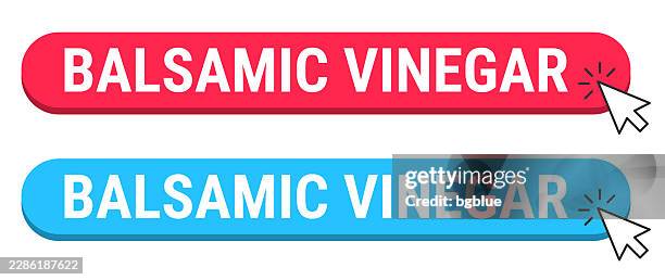 balsamic vinegar - red and blue buttons with cursor on white background - vinegar isolated stock illustrations