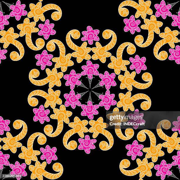mandala design seamless pattern - bandana pattern stock illustrations