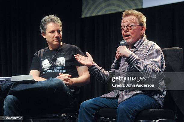 American film producer Stephen Kessler and musician Paul Williams participate in the 'Adventures in Songwriting Paul Williams' panel discussion,...