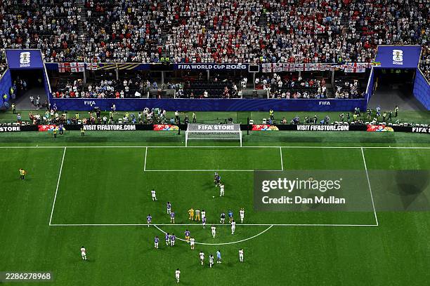 England players applaud fans after the 1-2 loss during the FIFA World Cup 2026 Semi Final match between England and Argentina at Atlanta Stadium on...