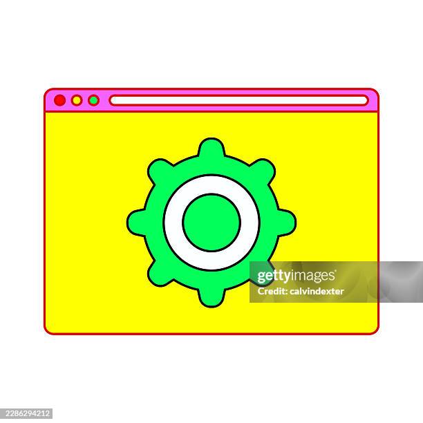 neon colored web browser settings icon symbol - software development services stock illustrations