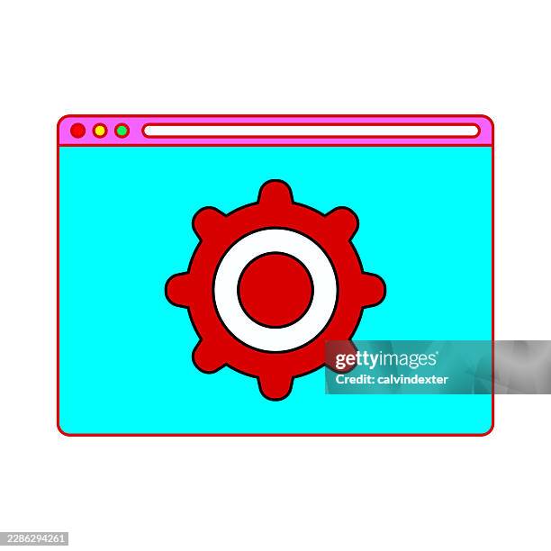 neon colored web browser settings icon symbol - software development services stock illustrations