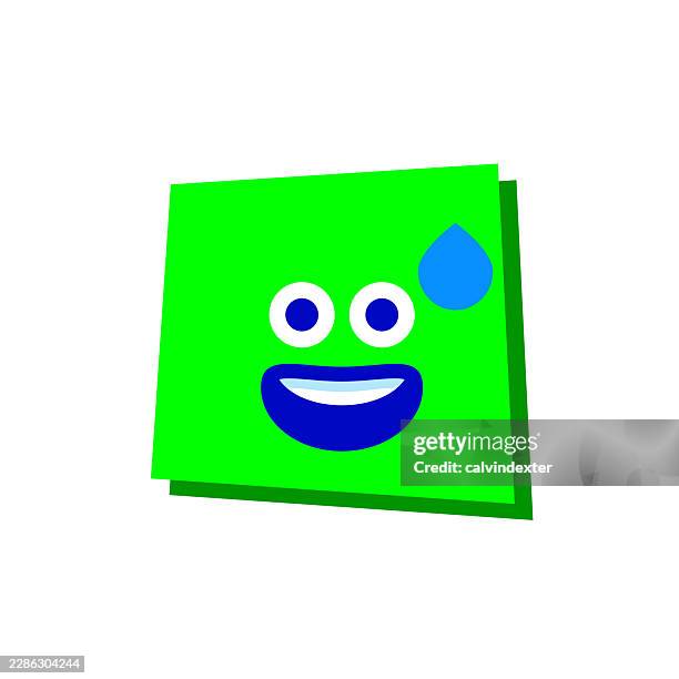 happy smiling emoji on neon colore paper note - team sticky notes stock illustrations