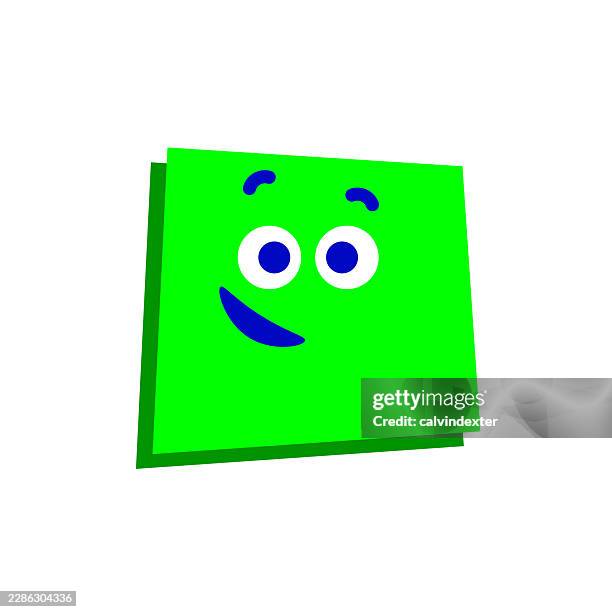 happy smiling emoji on neon colore paper note - friendly reminder stock illustrations