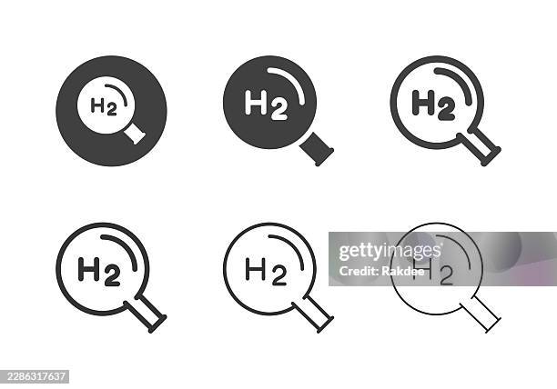 hydrogen searching icons - multi series - hydrogen refueling stock illustrations