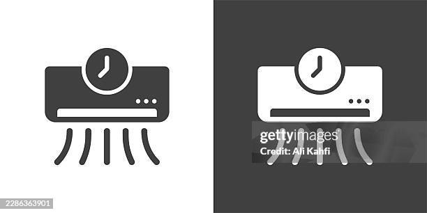 ac timer glyph solid icon. solid icon that can be applied anywhere, simple, pixel perfect and modern style. - cold weather workout stock illustrations