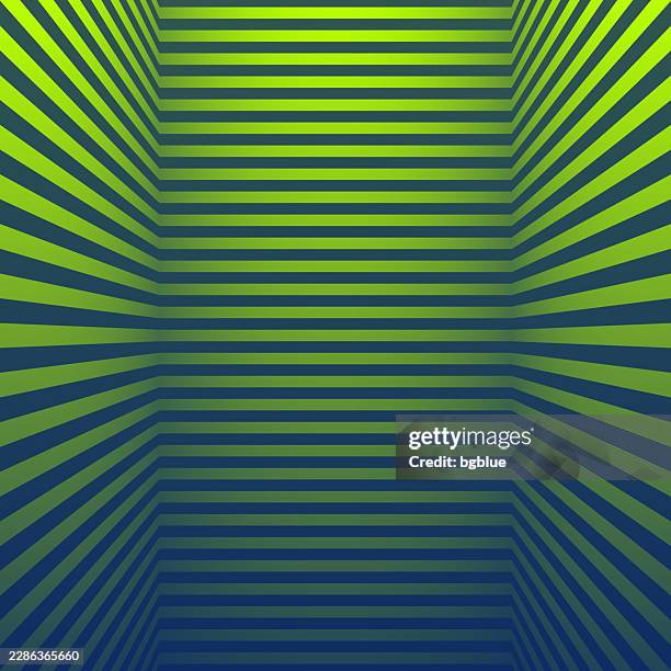 abstract striped background and green gradient - trendy 3d background - futuristic empty room stock illustrations