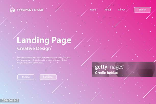 landing page template - trendy starry sky with pink gradient - website drop down stock illustrations