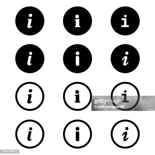 black information icons set circle info buttons vector collection - information symbol stock illustrations