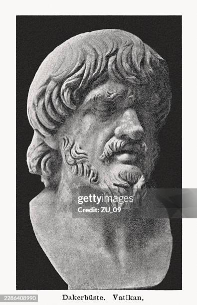 dacian bust, early 2nd century, vatican, halftone print, published 1898 - playing marbles stock illustrations