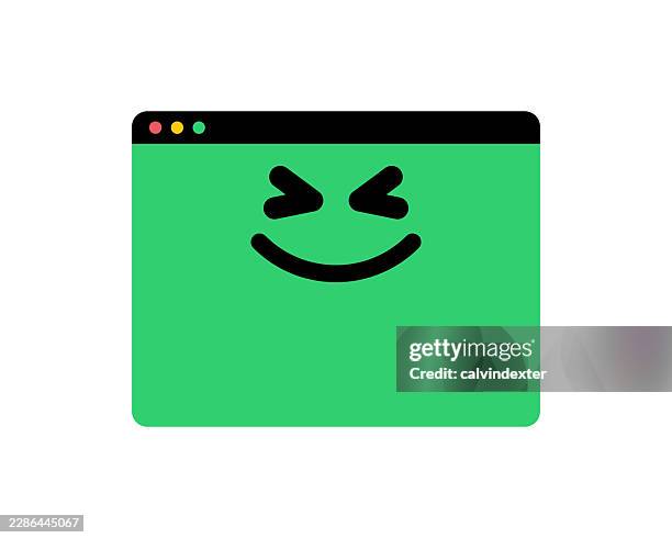 retro style web browser with smiling emoji - chat window ui stock illustrations