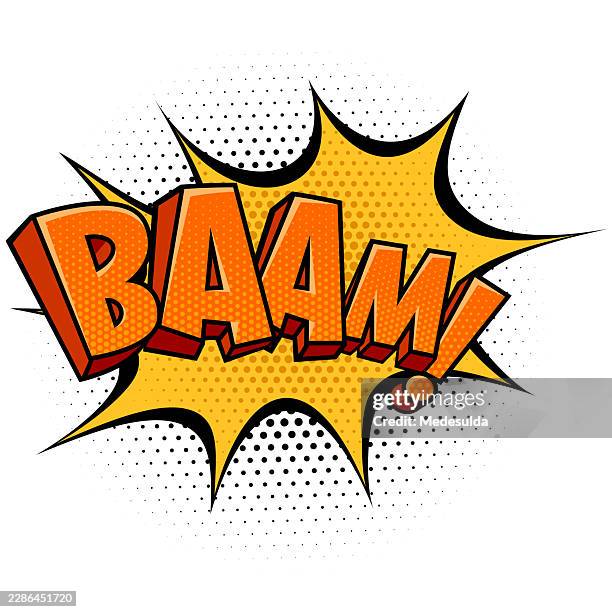 vector baam! text in comic book style. - comic explosion stock illustrations