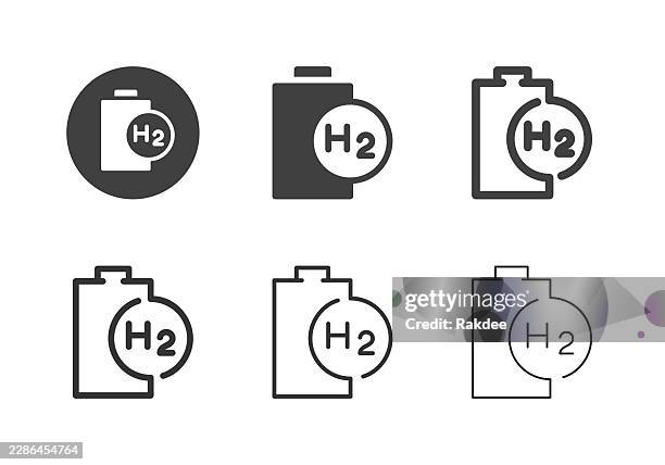 hydrogen battery icons - multi series - fuel cell stock illustrations