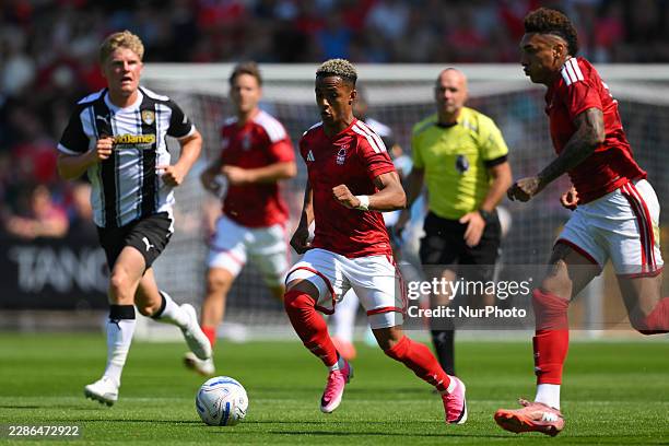 Omari Hutchinson of Nottingham Forest in action during the pre-season friendly match between Notts County and Nottingham Forest at Meadow Lane in...