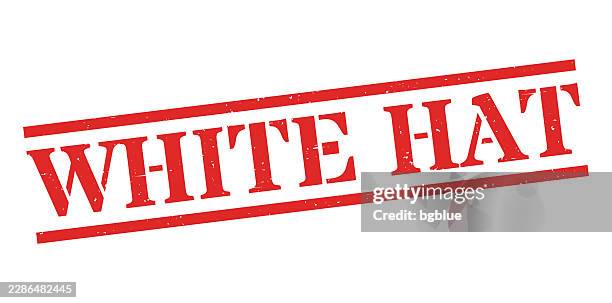 white hat - red rubber stamp on blank background - ethical hacking stock illustrations