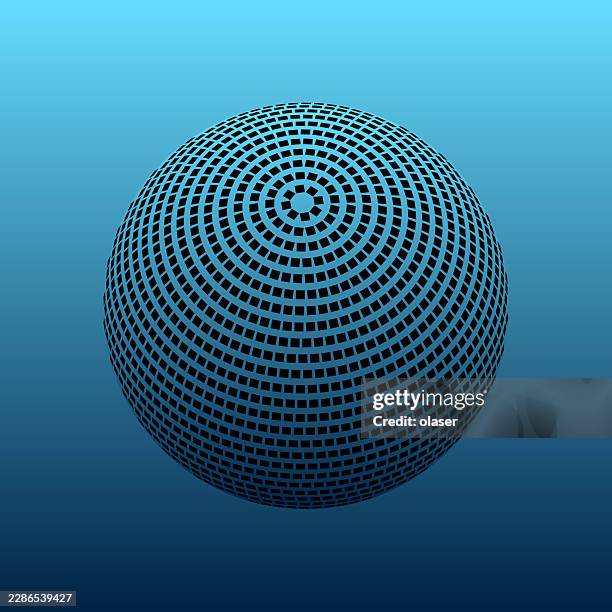 3d globe covered by squares, with perspective - solid colour background stock illustrations