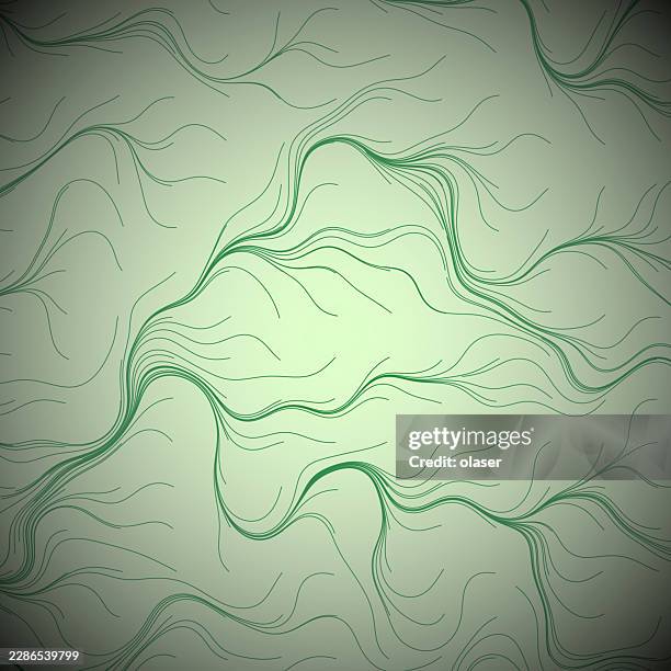 abstract lines, underwater branches - emerald background stock illustrations