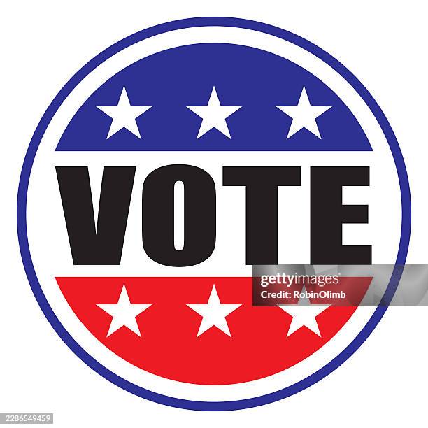 patriotic vote button - voting sticker stock illustrations