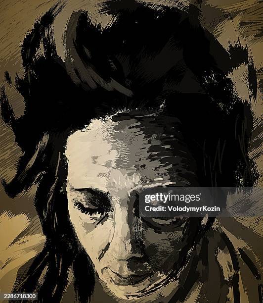 depression and solitude â expressive fine art portrait - soft light stock illustrations
