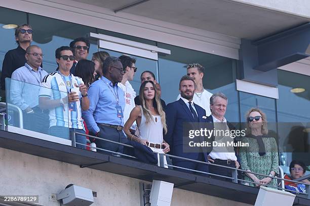 David Beckham and Victoria Beckham attend the FIFA World Cup 2026 Final match between Spain and Argentina at New York New Jersey Stadium on July 19,...