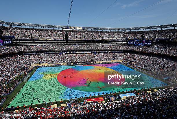 General view during the Topps Final Halftime Show in the FIFA World Cup 2026 Final match between Spain and Argentina at New York New Jersey Stadium...