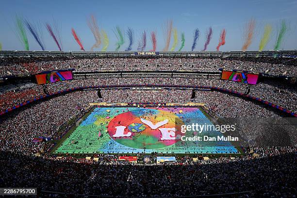 General view during the Topps Final Halftime Show in the FIFA World Cup 2026 Final match between Spain and Argentina at New York New Jersey Stadium...