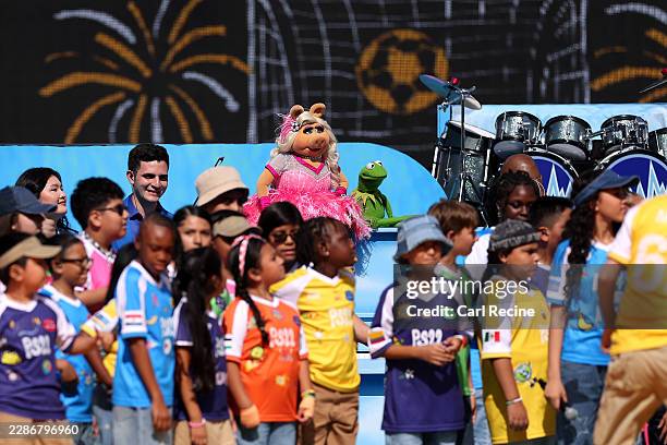 Miss Piggy, Kermit the Frog, the Muppets, Cookie Monster and Elmo perform during the Topps Final Halftime Show in the FIFA World Cup 2026 Final match...