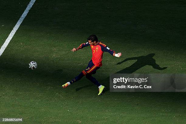 Ferran Torres of Spain scores his team's first goal during the FIFA World Cup 2026 Final match between Spain and Argentina at New York New Jersey...